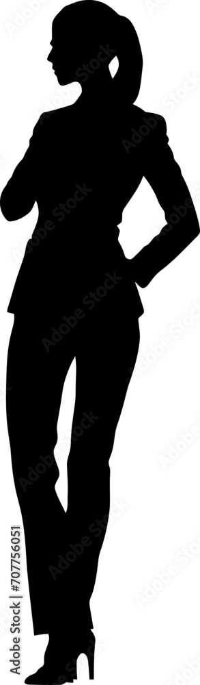 Silhouette business woman full body black color only