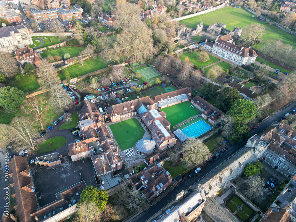 Winchester college aerial drone shot 