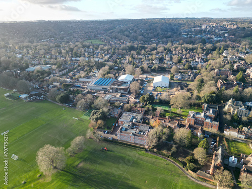 Winchester College surrounding fields aerial shot © Drone Works