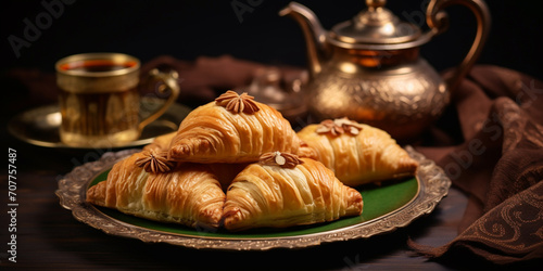 popular food fried special perfect Breakfast table: cup coffee buns chocolate traditional background Sweets during produces