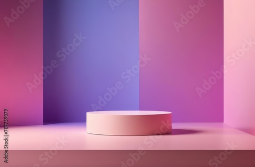 minimal product display podium. abstract background for cosmetic products in pink and purple tones.