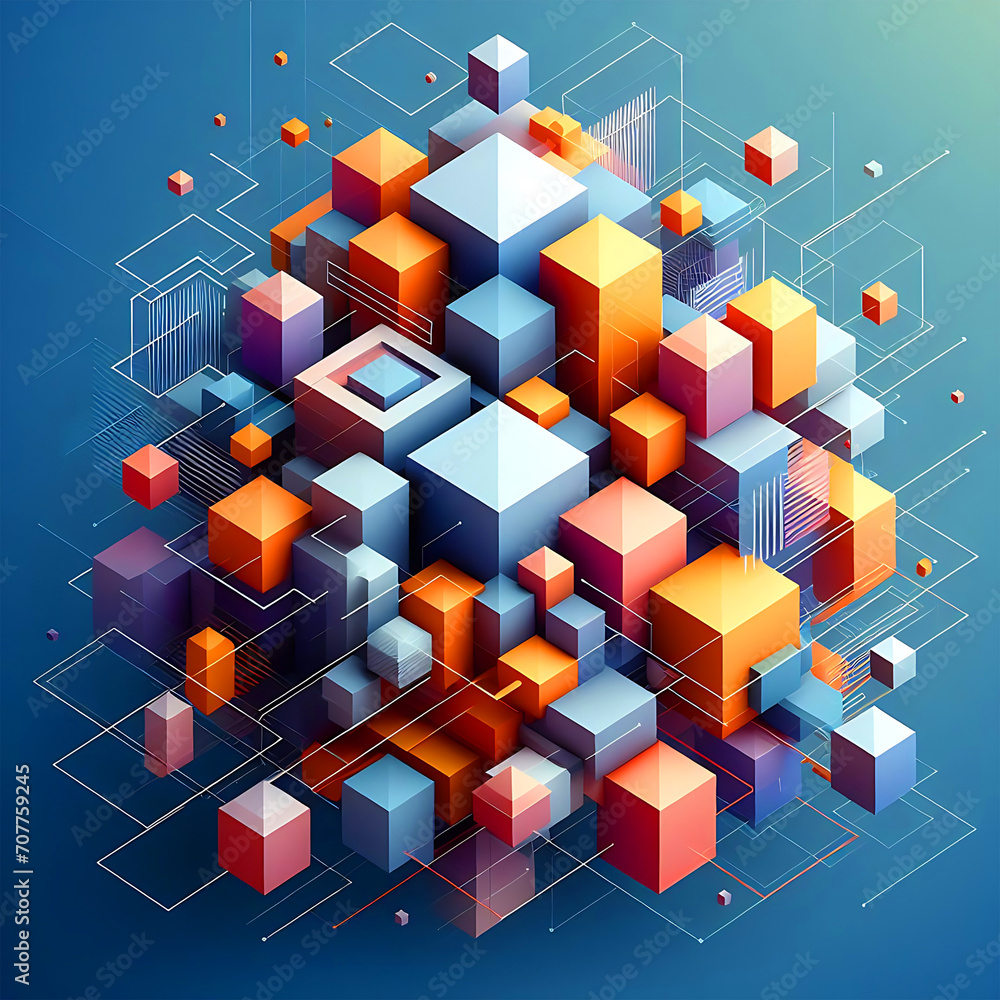 3D Geometric Overlapping Background Abstract Geometric Shape- Generative AI 3D Geometric Overlapping Background Abstract Geometric Shape- Generative AI
