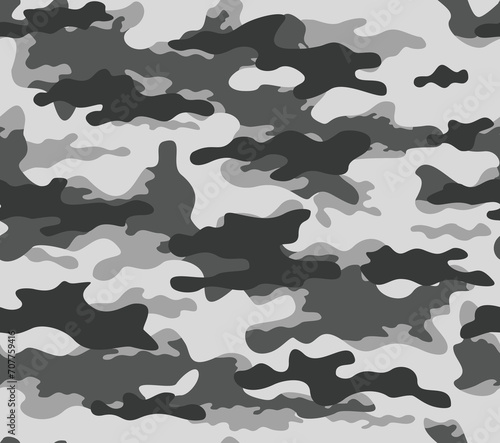 
Modern camouflage vector seamless pattern, gray background, winter print. photo