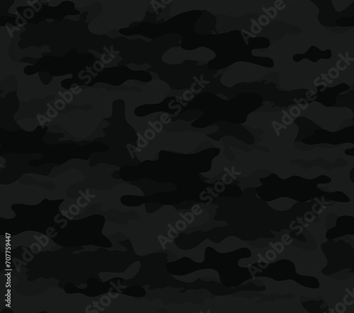  Black camouflage repeat background vector illustration, modern pattern.