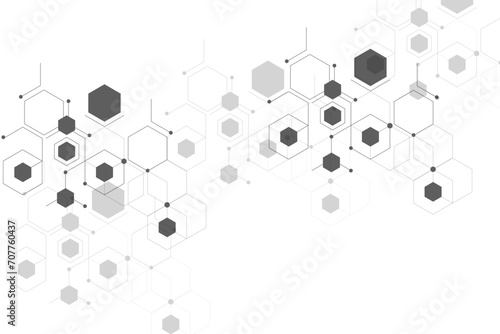abstract hexagonal molecular structures in technology background