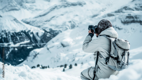 Frosty Focus: A Snowy Mountain Photographer