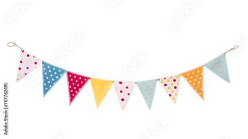 Carnival garland with flagsisolated on transparent background. Decorative colorful bunting for birthday celebration, festival and bright decoration 