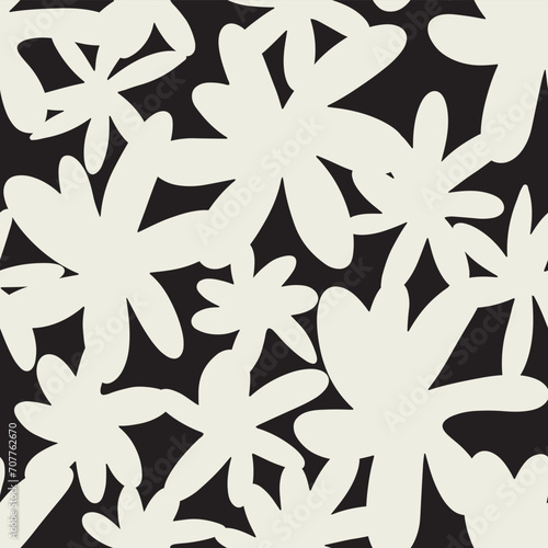 White Abstract Flowers Decorative seamless pattern. Repeating background. Tileable wallpaper print.
