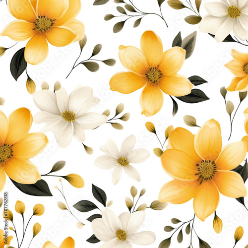 Set of yellow flower pattern seamless on a transparent background © mr Wajed