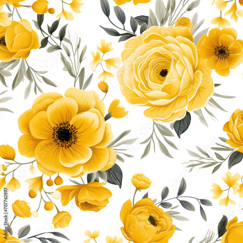 Set of yellow flower pattern seamless on a transparent background