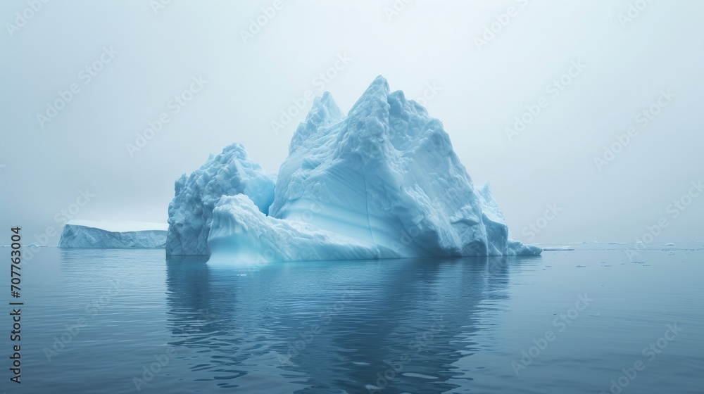 Large floating iceberg. A huge mountain of frozen ice in the ocean. Arctic beauty. Large floating iceberg. A huge mountain of frozen ice in the ocean. Arctic beauty.
