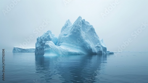 Large floating iceberg. A huge mountain of frozen ice in the ocean. Arctic beauty. photo