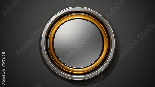 Button with metallic border in realistic style