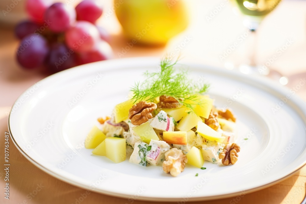vibrant waldorf salad with yellow apples and golden raisins vibrant waldorf salad with yellow apples and golden raisins