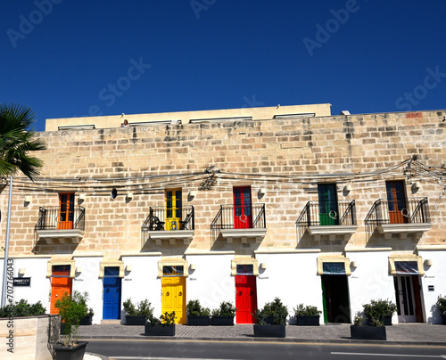 Colored Doors in a  Building in Town of Marsaxlokk, Malta