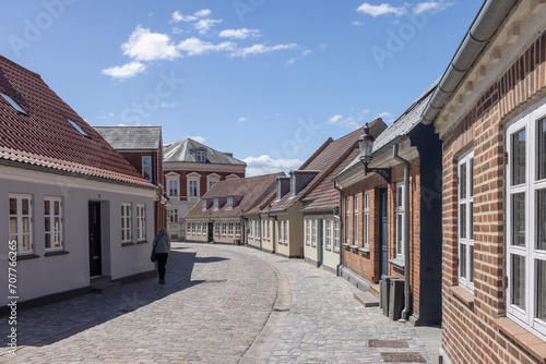 Fototapeta Naklejka Na Ścianę i Meble -  Happy walk through Varde city's old town on a great summer's day. West Jutland, Region Southern Denmark