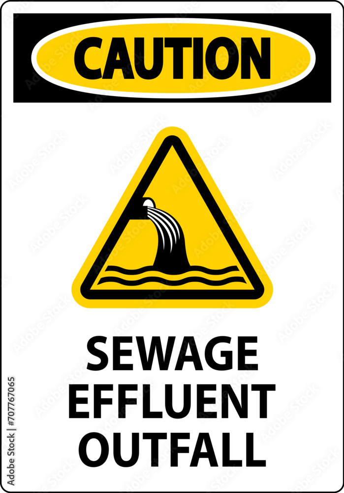 Water Safety Sign Caution - Sewage Effluent Outfall Water Safety Sign Caution - Sewage Effluent Outfall