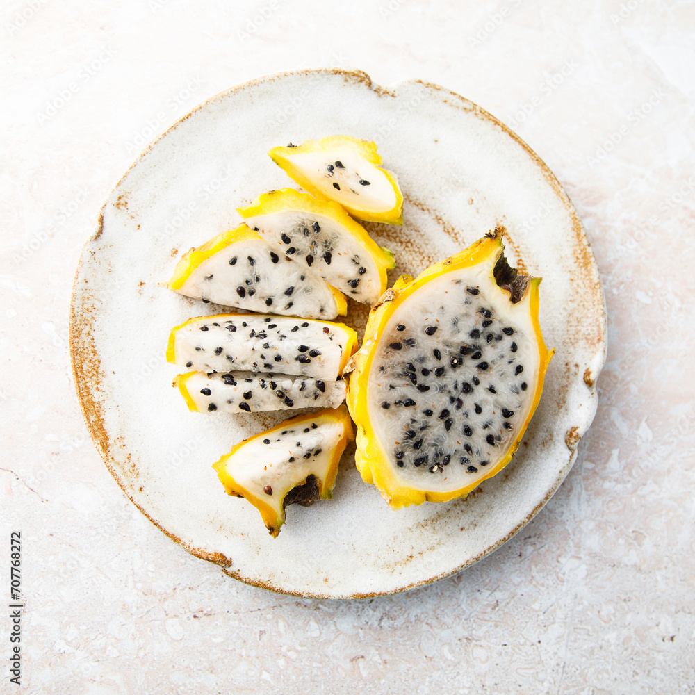 Obraz na plátně Organic dragon fruit on a plate