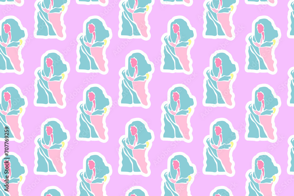 Vector of Women's Day seamless pattern background and shades of pink Vector of Women's Day seamless pattern background and shades of pink