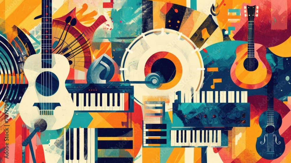 Obraz premium World Music: Musical Instruments and conceptual metaphors of Diversity and Harmony