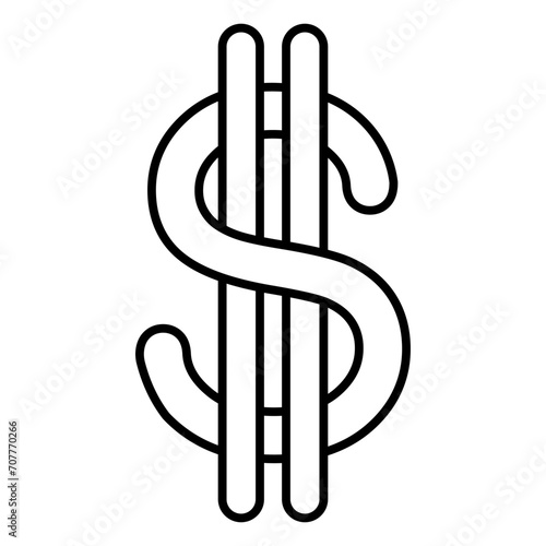 Dollar symbol, letter s two vertical lines, cartoon dollar symbol