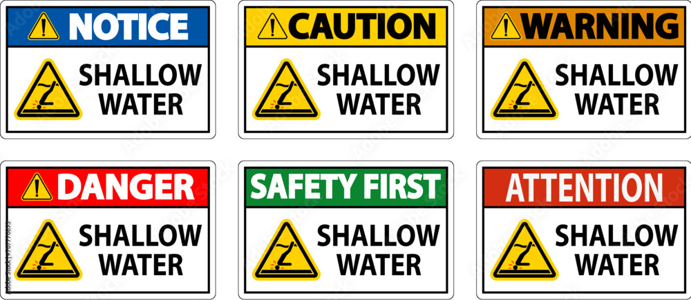 Water Safety Sign Warning - Shallow Water