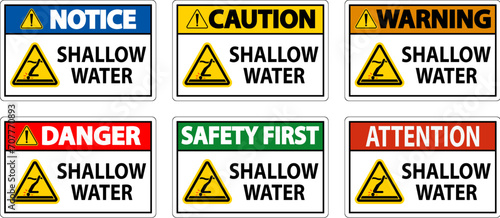 Water Safety Sign Warning - Shallow Water