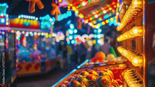 Carnival Games Under Glowing Lights with copy space.