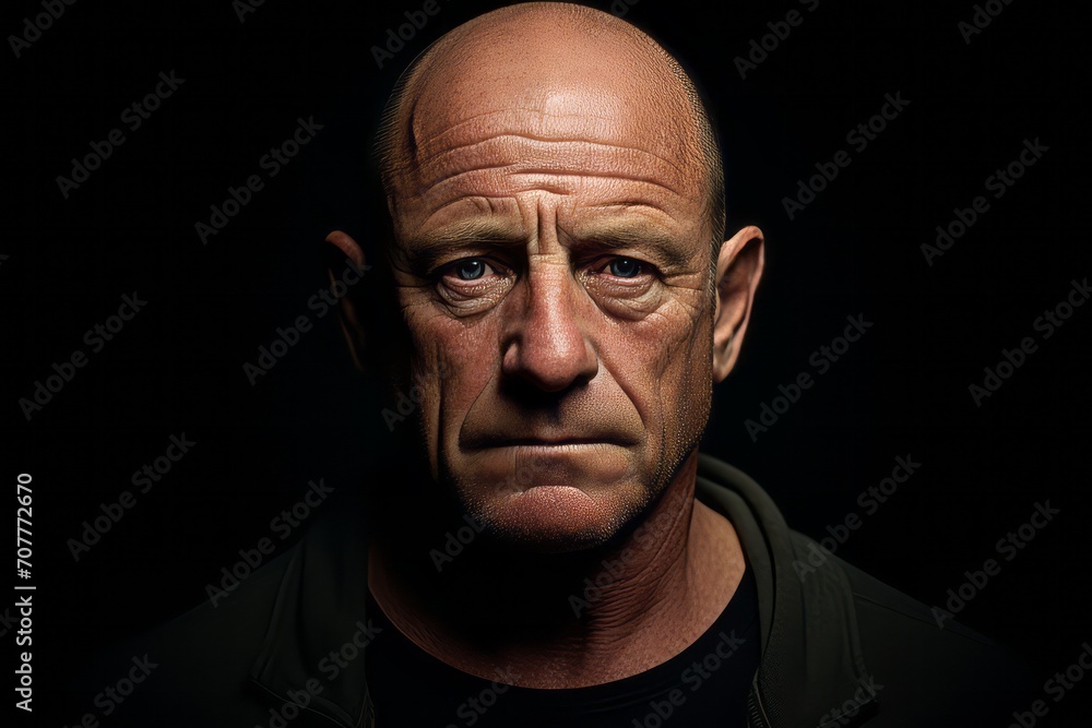 Portrait of an elderly man on a black background. Facial expressions. Portrait of an elderly man on a black background. Facial expressions.