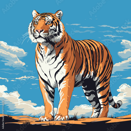 Vector giant tiger. Tiger drawing full body