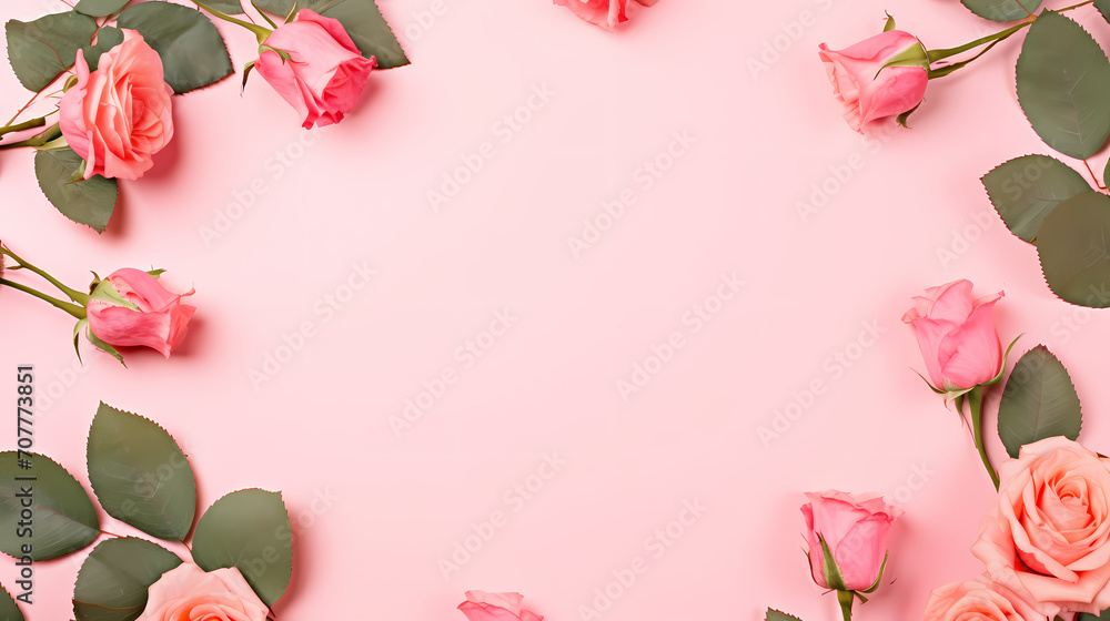 Beautiful pink rose bouquet flowers background, symbol of Valentine's Day, wedding, love