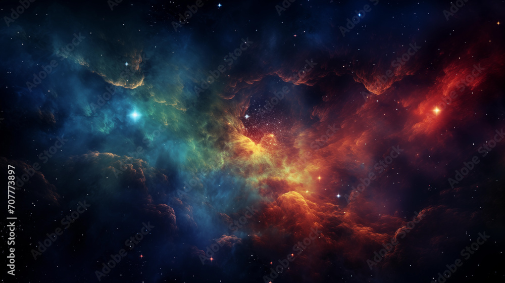 Galaxy background illustration. Space scene with planets, stars, galaxies and Nebula