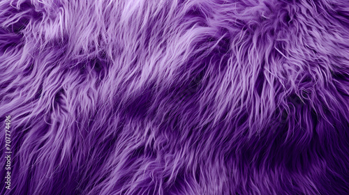 Purple fur texture top view. Purple or lilac sheepskin background