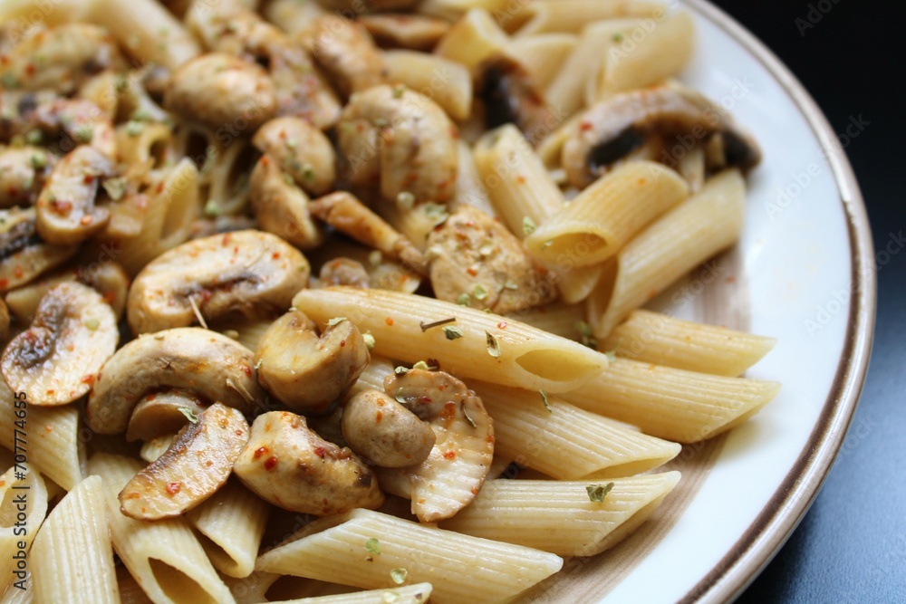 Pasta with spice and mushrooms Pasta with spice and mushrooms