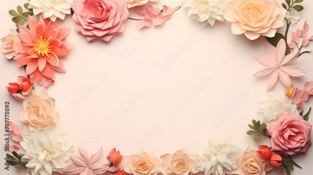Pink rose composition background, decorative flower background pattern, floral border background Pink rose composition background, decorative flower background pattern, floral border background