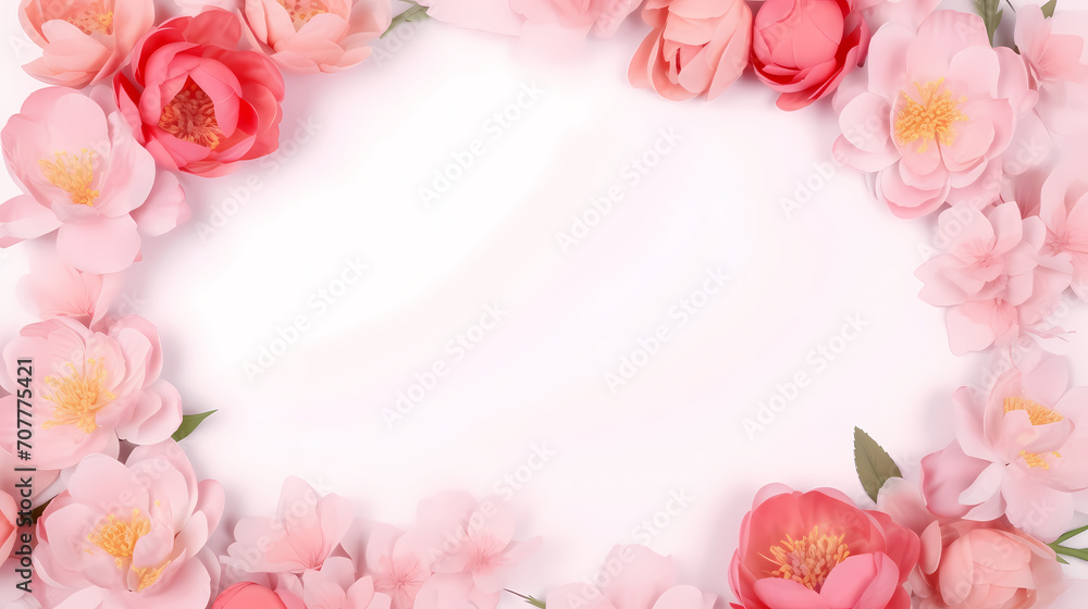 Pink rose composition background, decorative flower background pattern, floral border background Pink rose composition background, decorative flower background pattern, floral border background