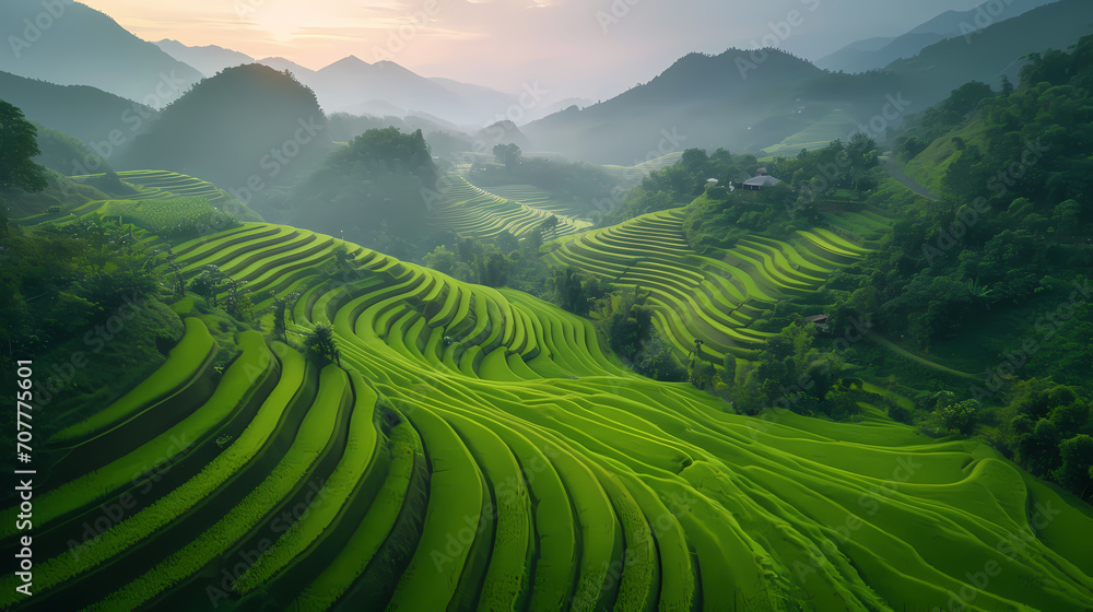 rice terraces in the morning