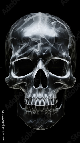 X-ray Image of a Human Skull on Black Background