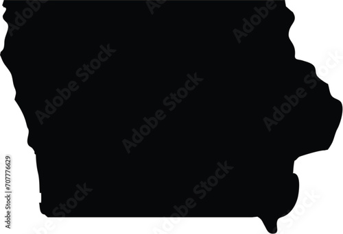 Black Map of US federal state of Iowa