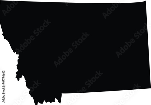 Black Map of US federal state of Montana