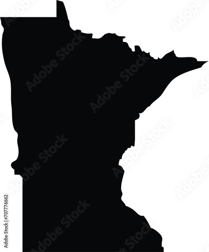 Black Map of US federal state of Minnesota