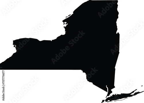 Black Map of US federal state of New York