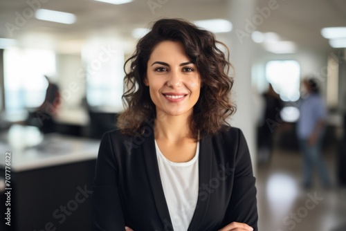 Confident middle-aged Latina businesswoman in office portrait Smiling female corporate leader female manager