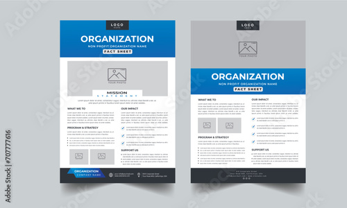 Nonprofit Organization Fact Sheet layout design template with 2 style design concept  