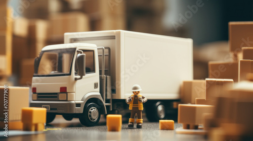 Toy Soldier Guarding Miniature Cargo Truck