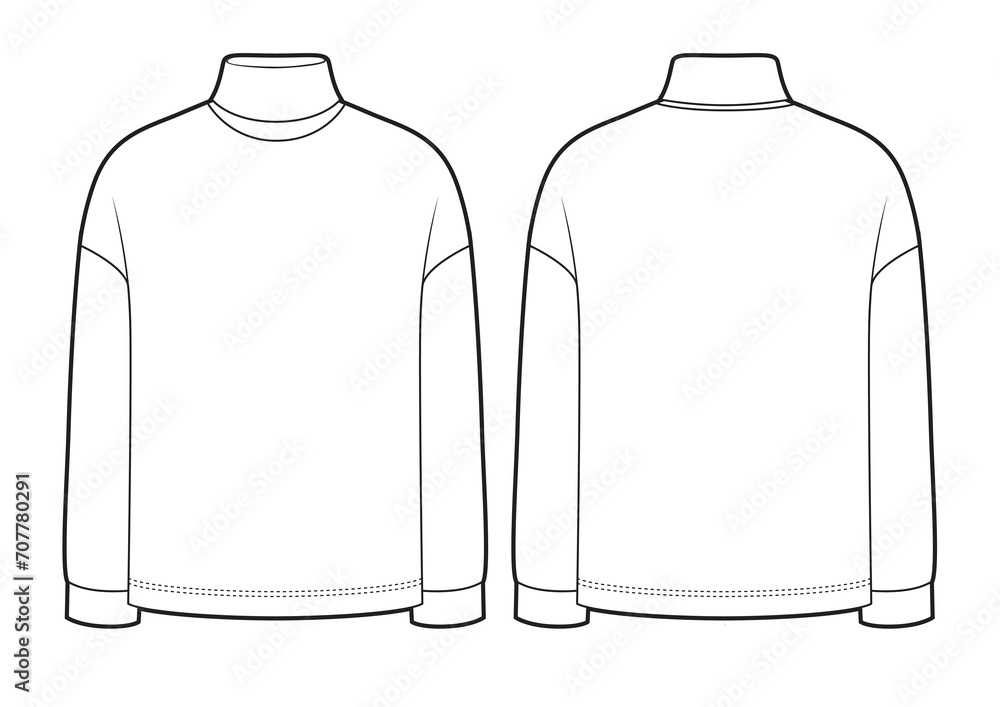 Fotografia turtleneck knit sweater, front and back