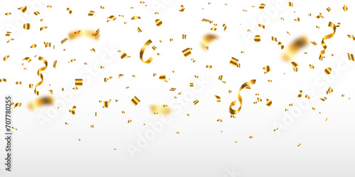 Gold confetti celebration on transparent background. birthday, party, confetti, decoration, luxury, symbol, congrats, vector, illustration