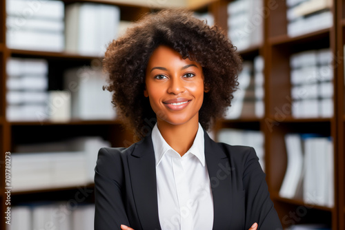 African american businesswoman in office