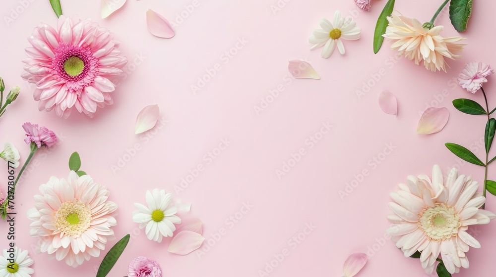 summer holiday background. minimalist pastel background with flowers and copy space for text. summer holiday background. minimalist pastel background with flowers and copy space for text.
