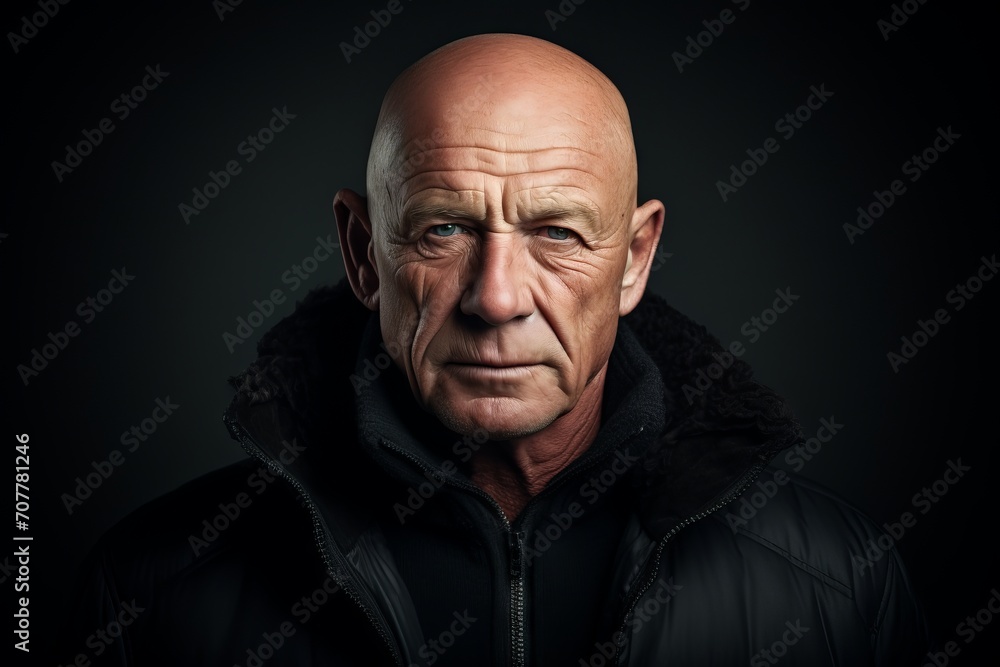 Portrait of an elderly man in a black jacket. Studio shot. Portrait of an elderly man in a black jacket. Studio shot.